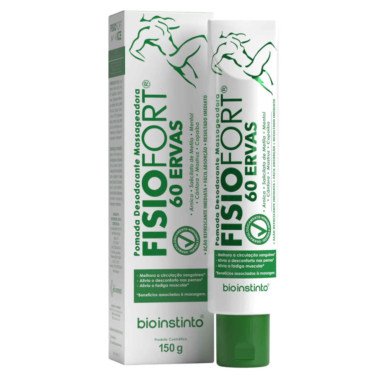 POMADA DESODORANTE MASSAGEADORA FISIOFORT 60 ERVAS 150G BIO INSTINTO