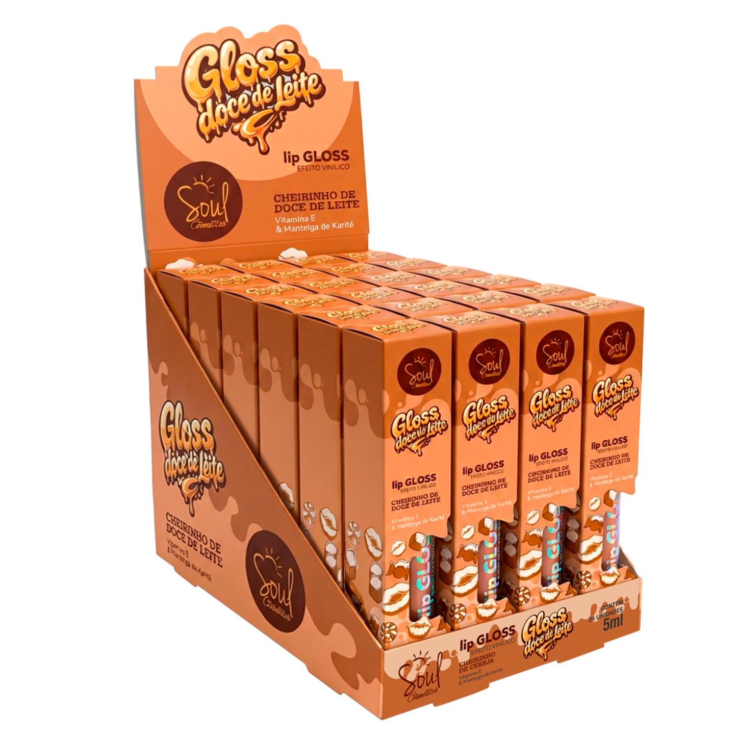 BOX C/ 24 LIP GLOSS DOCE DE LEITE 4ML SOUL
