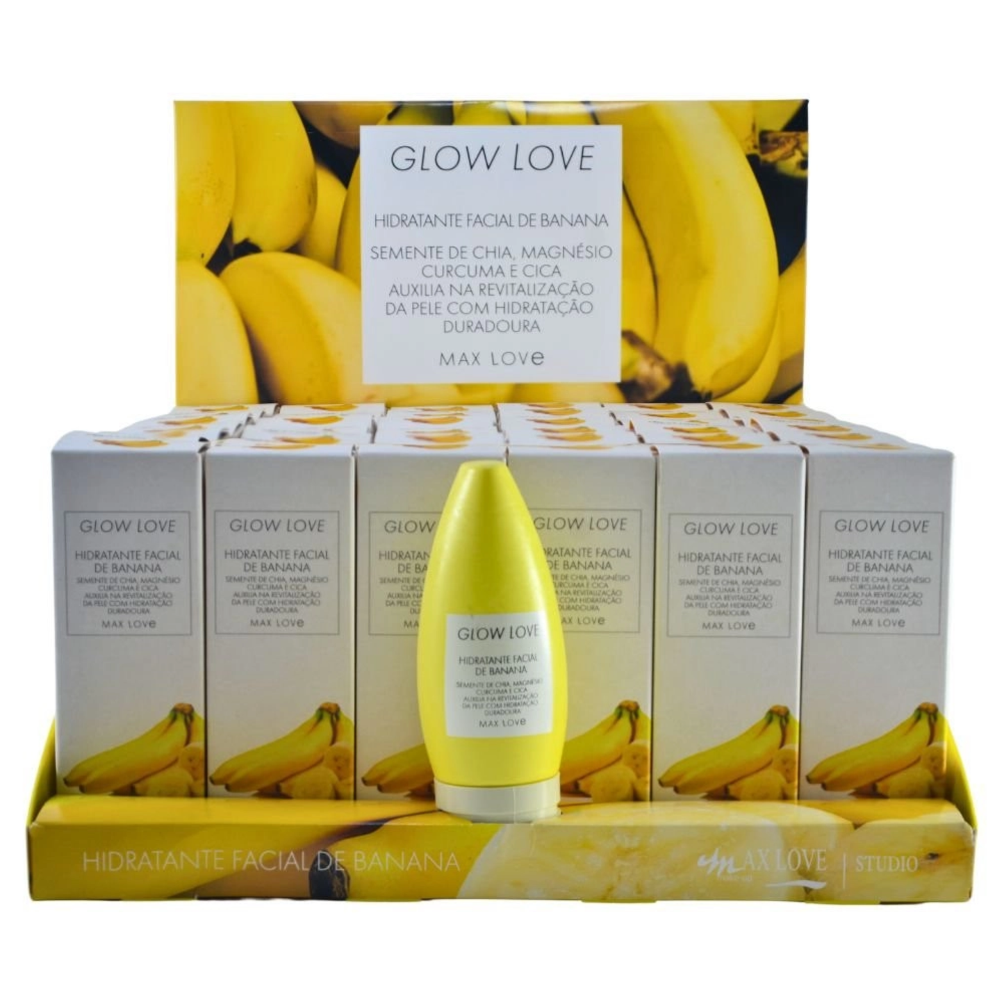 BOX C/ 36 GLOW LOVE HIDRATANTE FACIAL DE BANANA 60G MAX LOVE