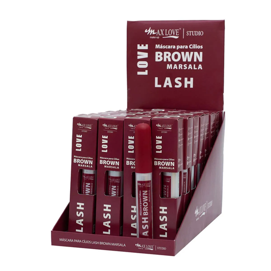 BOX C/ 28 MASCARA PARA CILIOS LASH BROWN MARSALA 42 5ML MAX LOVE