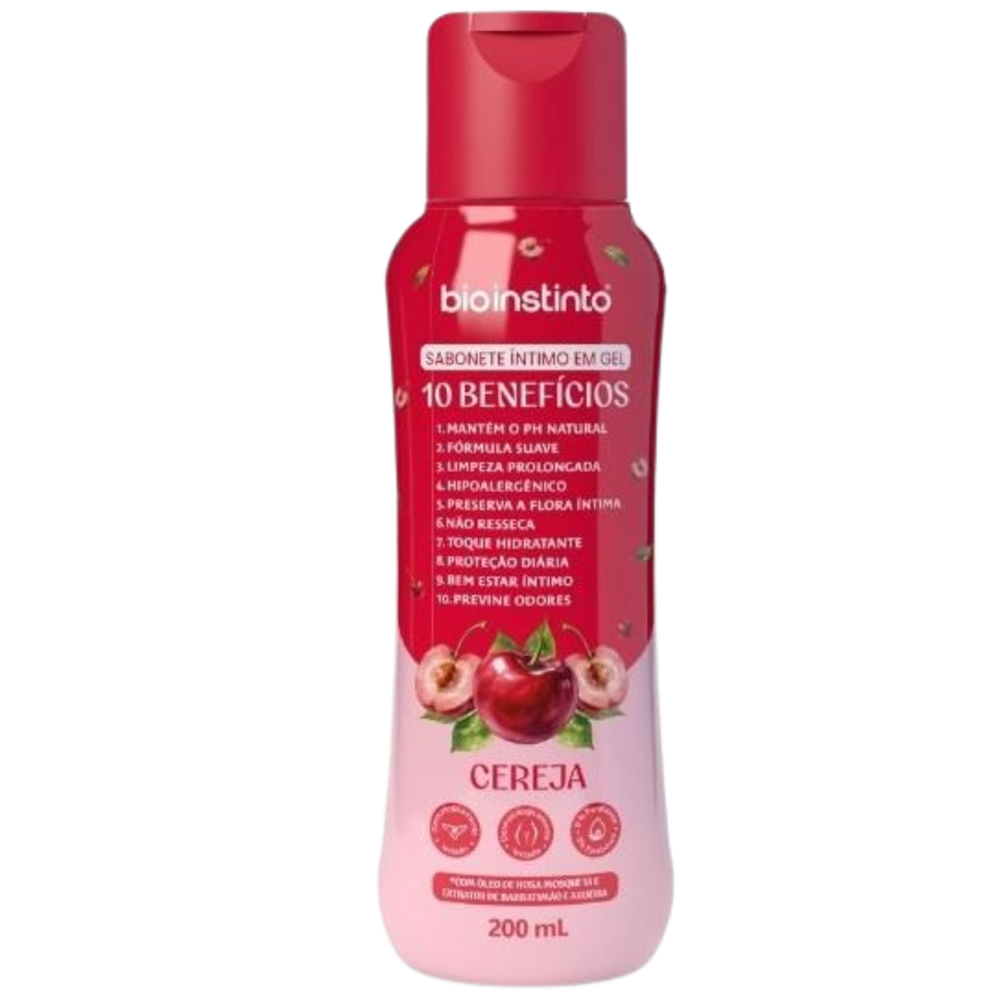 SABONETE INTIMO EM GEL 10 BENEFICIOS CEREJA 200ML BIO INSTINTO