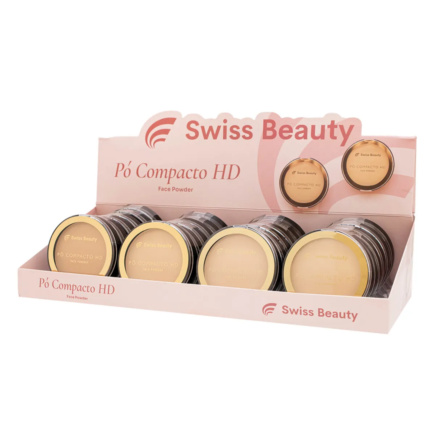 BOX C/ 24 PO COMPACTO HD FACE POWDER COR 01 A 04 10G SWISS BEAUTY BELKIT