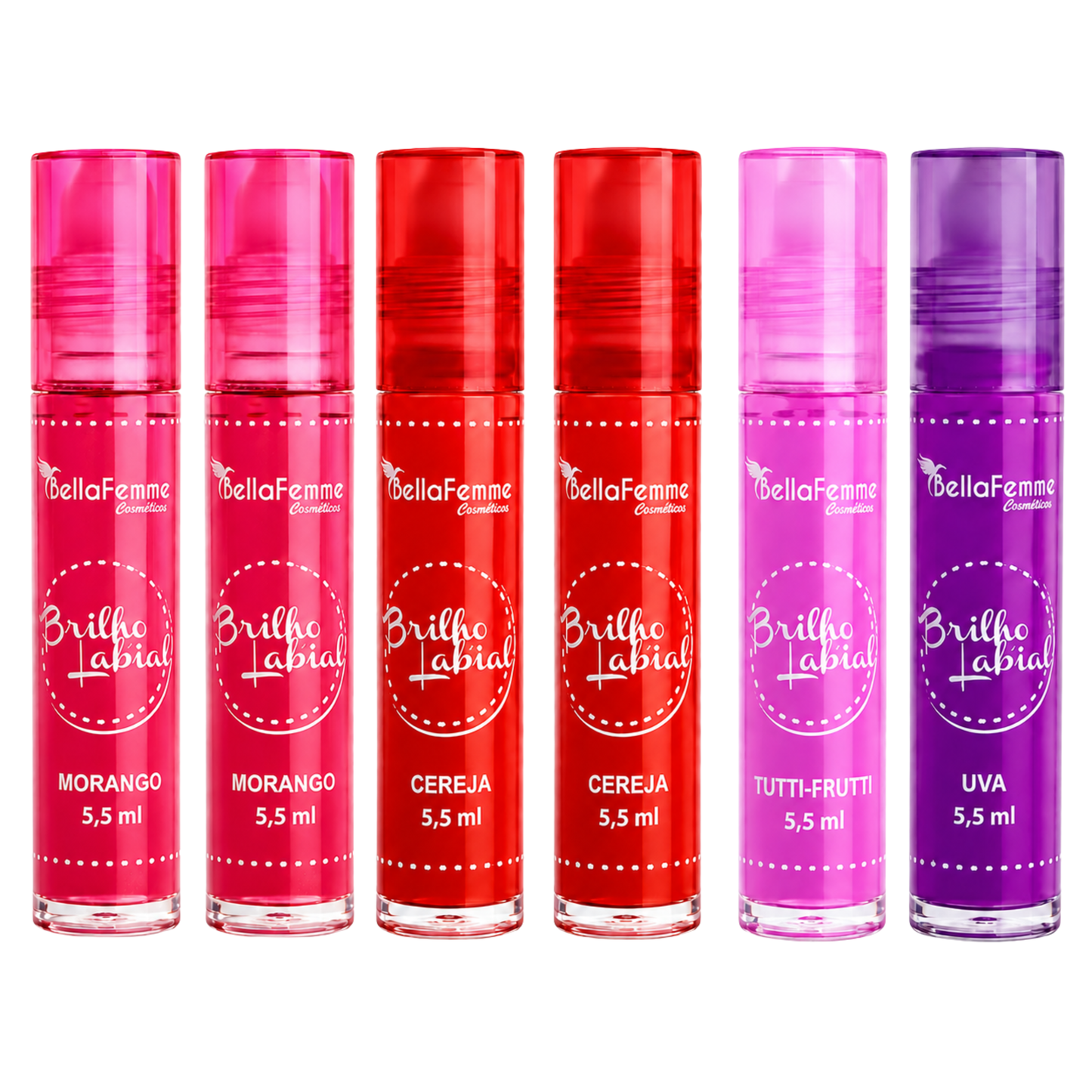 BOX C/ 36 BRILHO LABIAL ROLLON FRUTAS BELLA FEMME