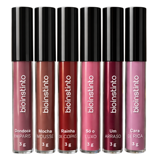 KIT C/ 06 BATOM LIQUIDO MATTE TONS FRIOS 3G BIO INSTINTO