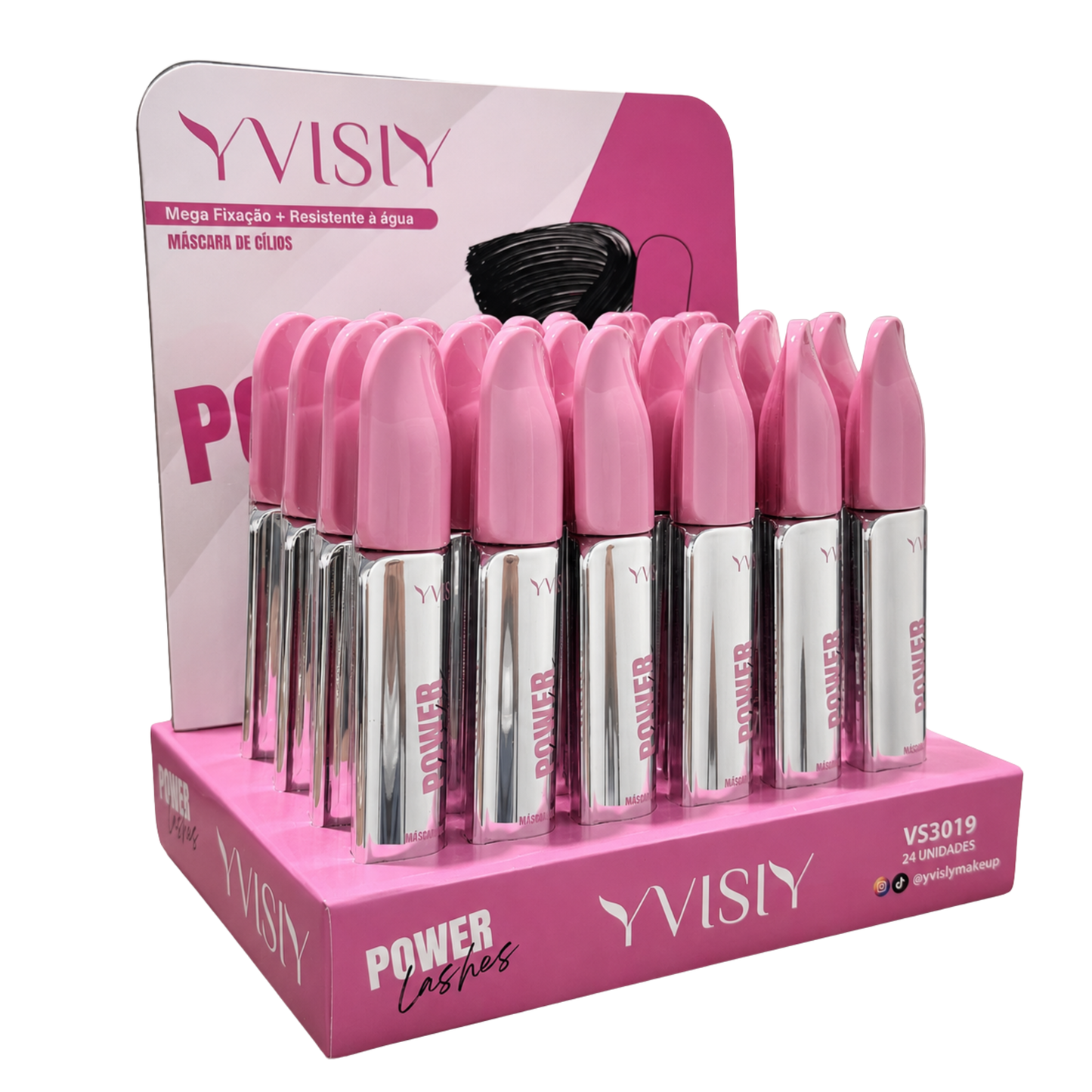 BOX C/ 24 MASCARA DE CILIOS POWER LASHES VS3019 YVISIY
