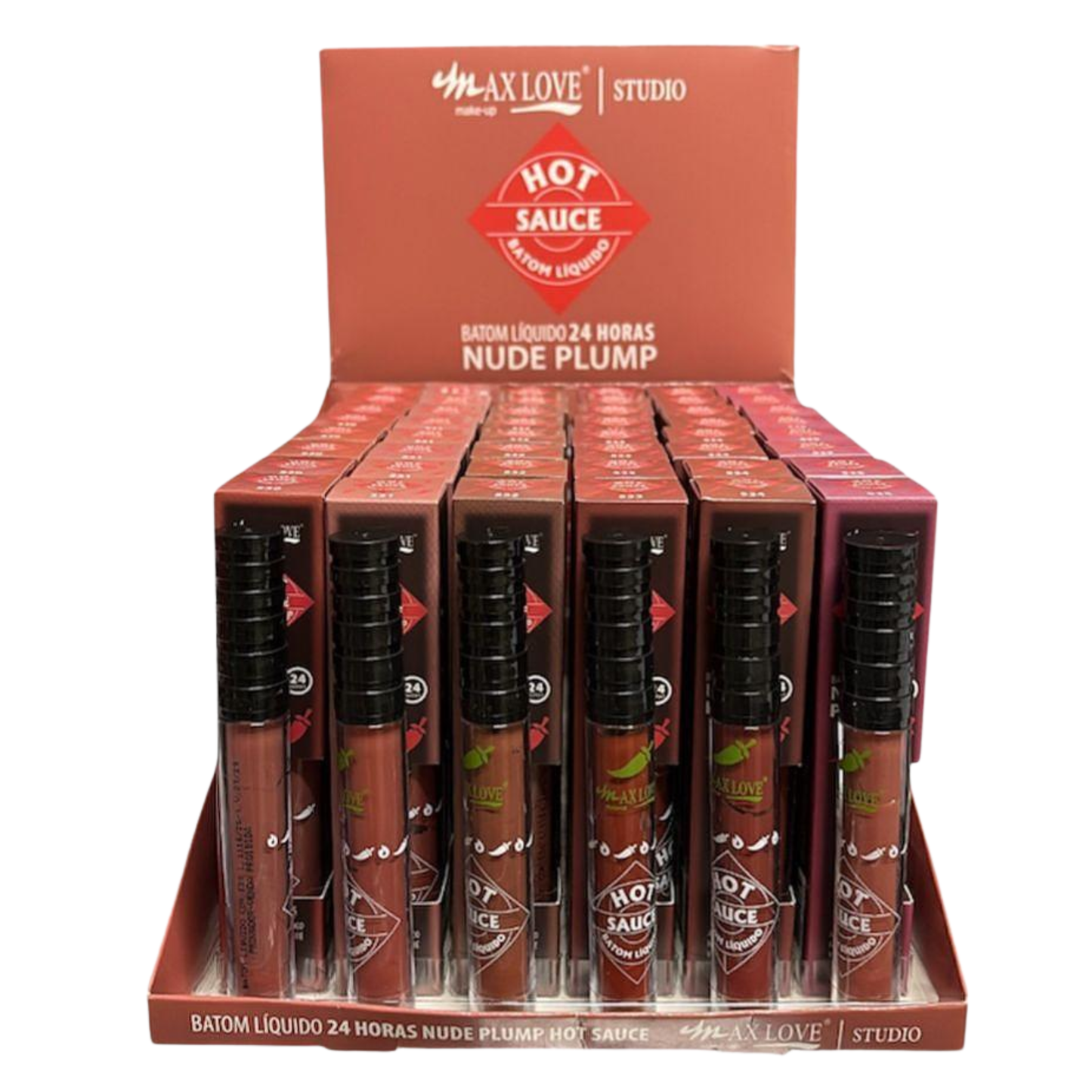 BOX C/ 48 BATOM 24H NUDE PLUMP HOT SAUCE 530 AO 535 MAX LOVE