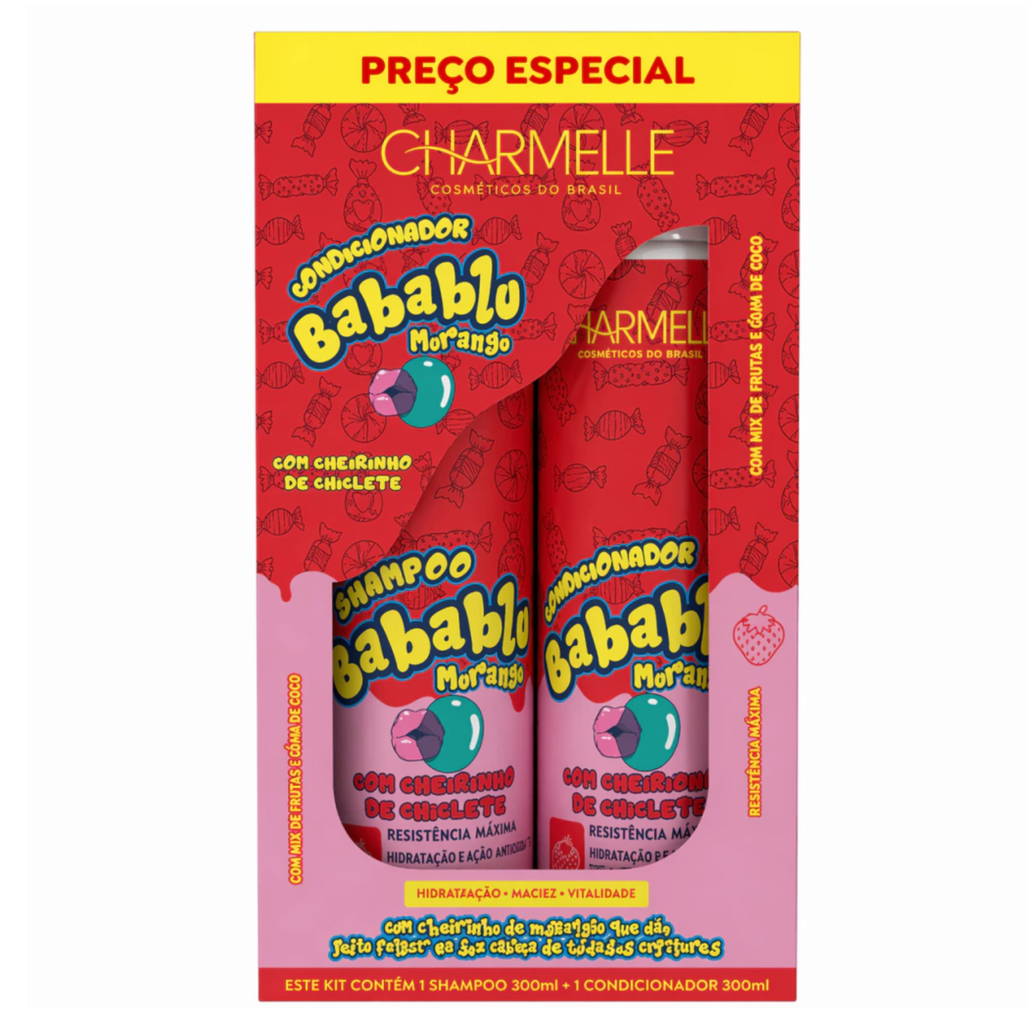 KIT CAPILAR 2 ITENS BABABLU MORANGO CHARMELLE