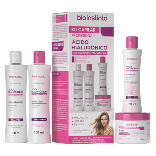 KIT CAPILAR ACIDO HIALURONICO PREENCHIMENTO CAPILAR 4 ITENS BIO INSTINTO
