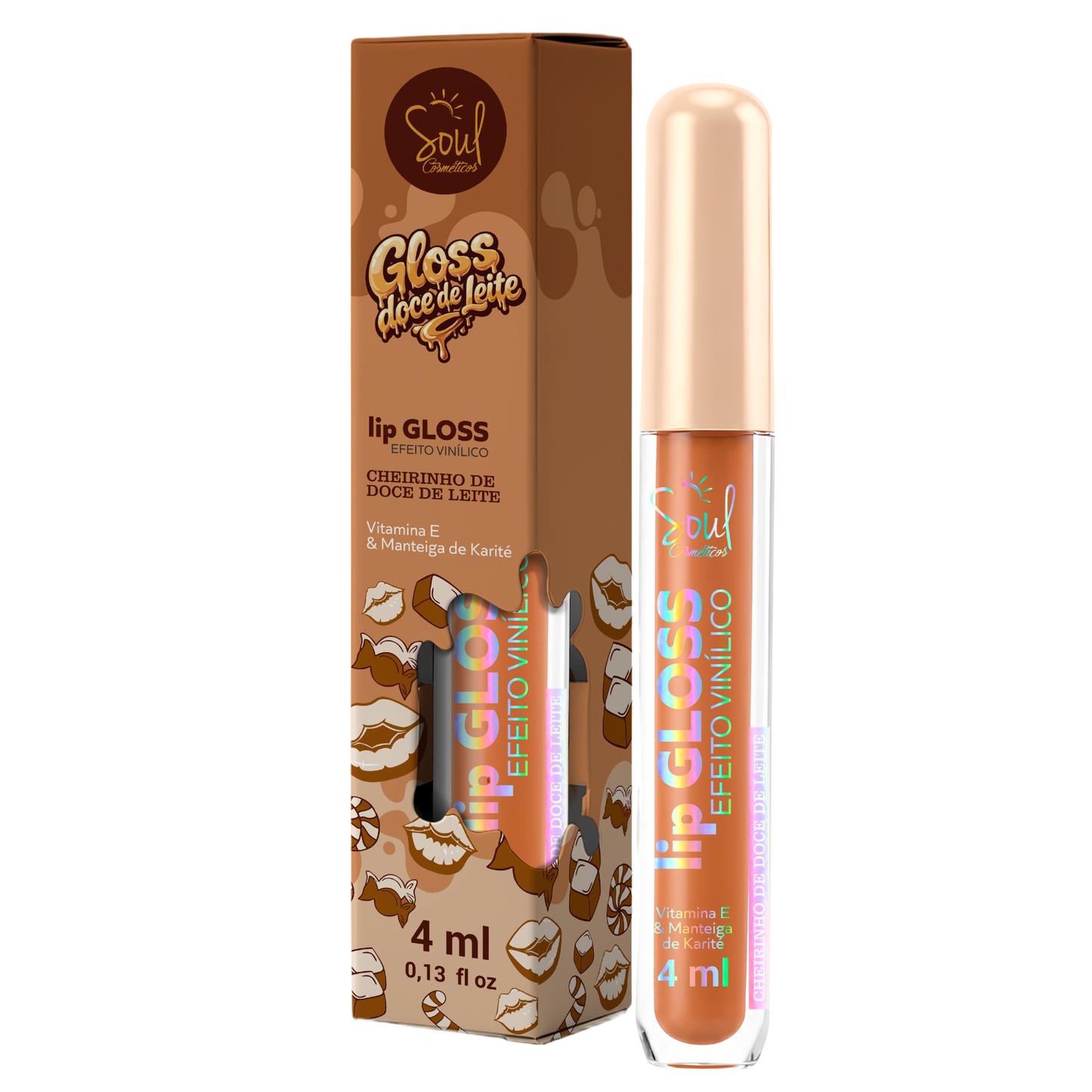 BOX C/ 24 LIP GLOSS DOCE DE LEITE 4ML SOUL