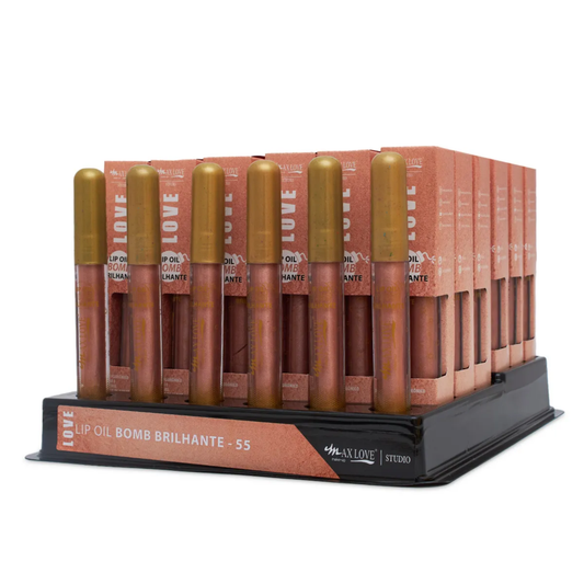 BOX C/ 36 LIP OIL BOMB BRILHANTE COR 55 5ML MAX LOVE