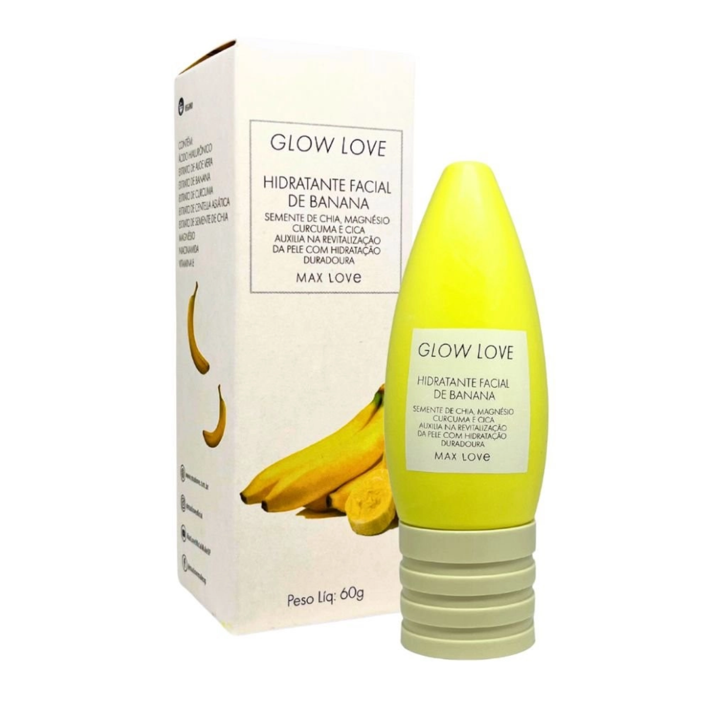 BOX C/ 36 GLOW LOVE HIDRATANTE FACIAL DE BANANA 60G MAX LOVE