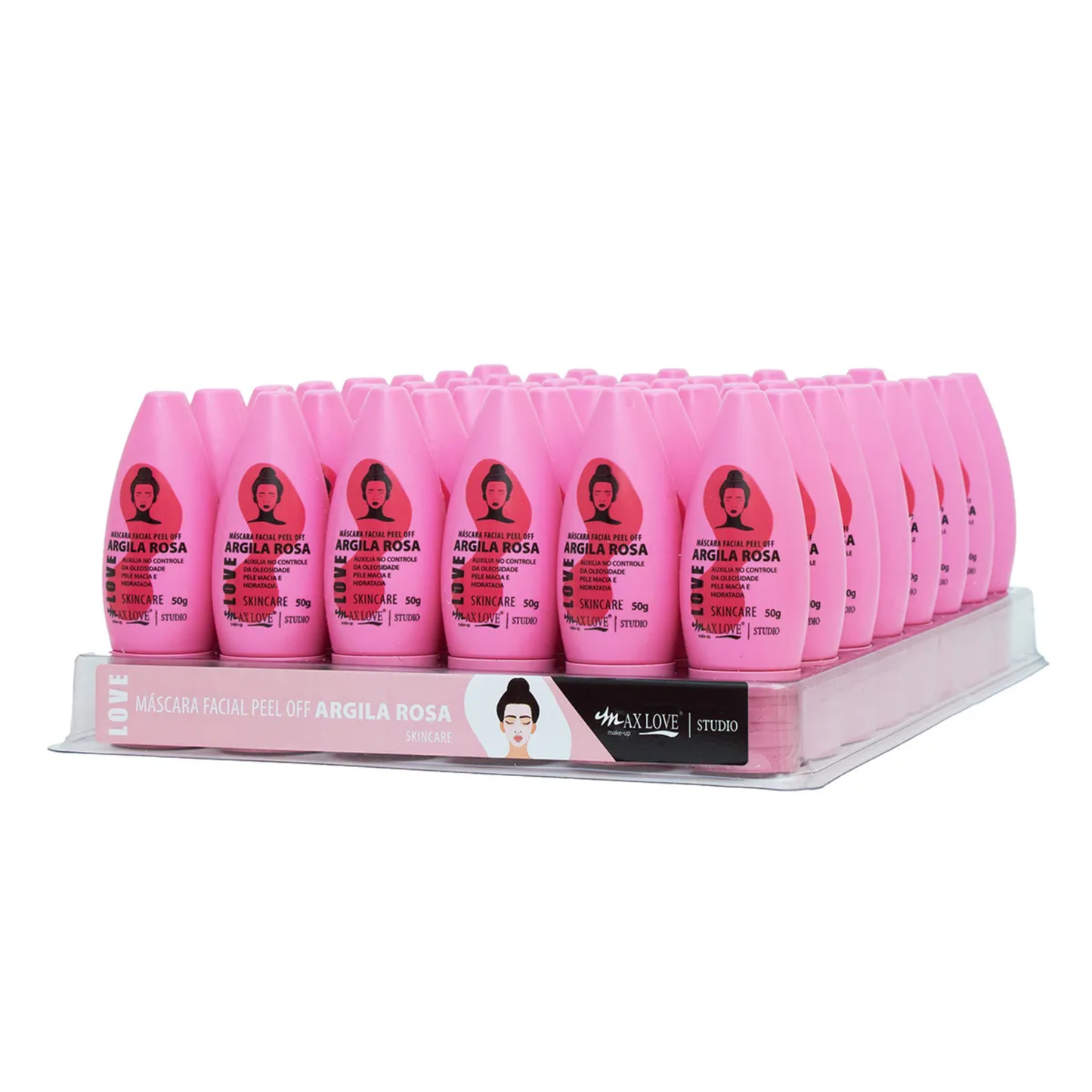 BOX C/ 48 MASCARA FACIAL PEEL OFF ARGILA ROSA  50G MAX LOVE