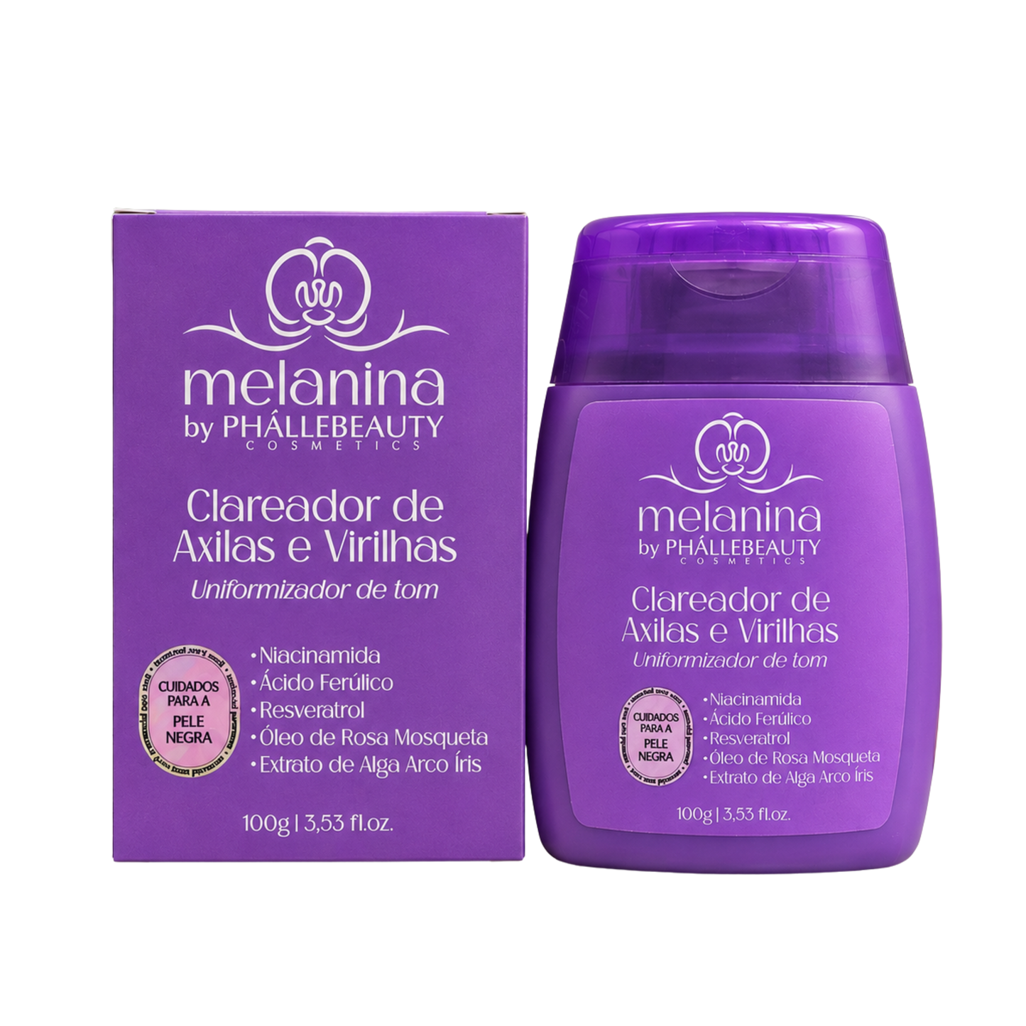 CLAREADOR DE AXILAS E VIRILHAS MELANINA 100G PHALLEBEAUTY
