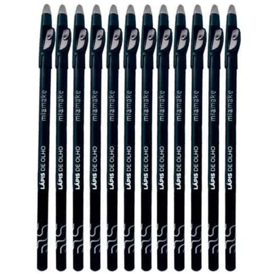 BOX C/ 12 LAPIS DE OLHOS C/APONTADOR PRETO MIAMAKE