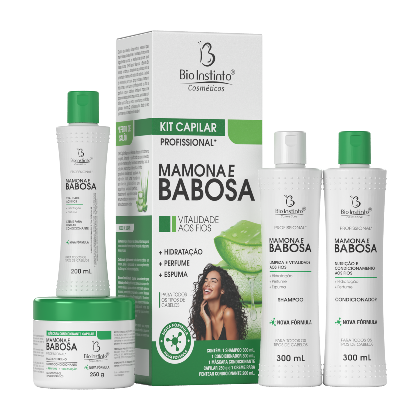 KIT CAPILAR MAMONA E BABOSA 4 ITENS BIO INSTINTO