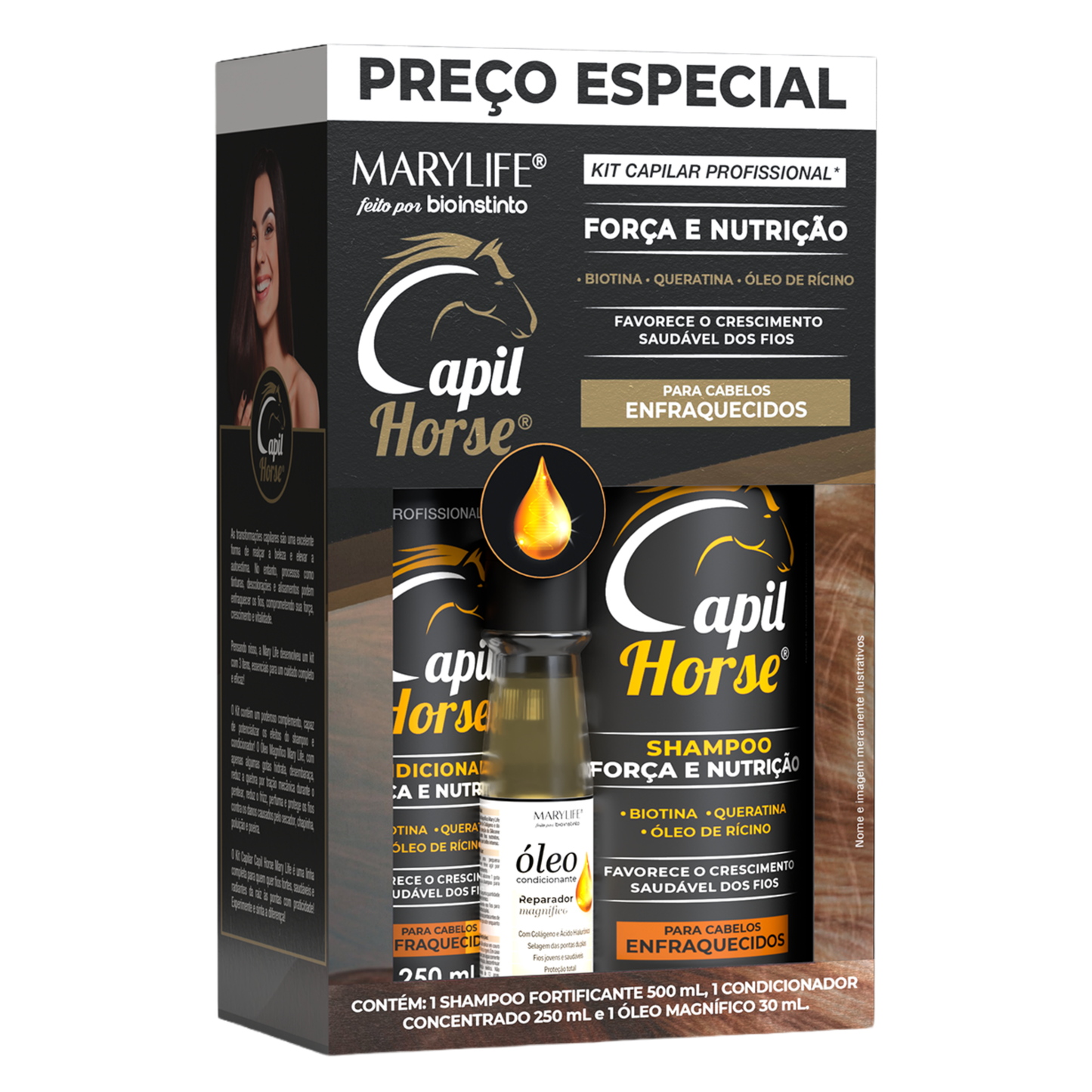 KIT CAPILAR CAPIL HORSE 3 ITENS MARY LIFE