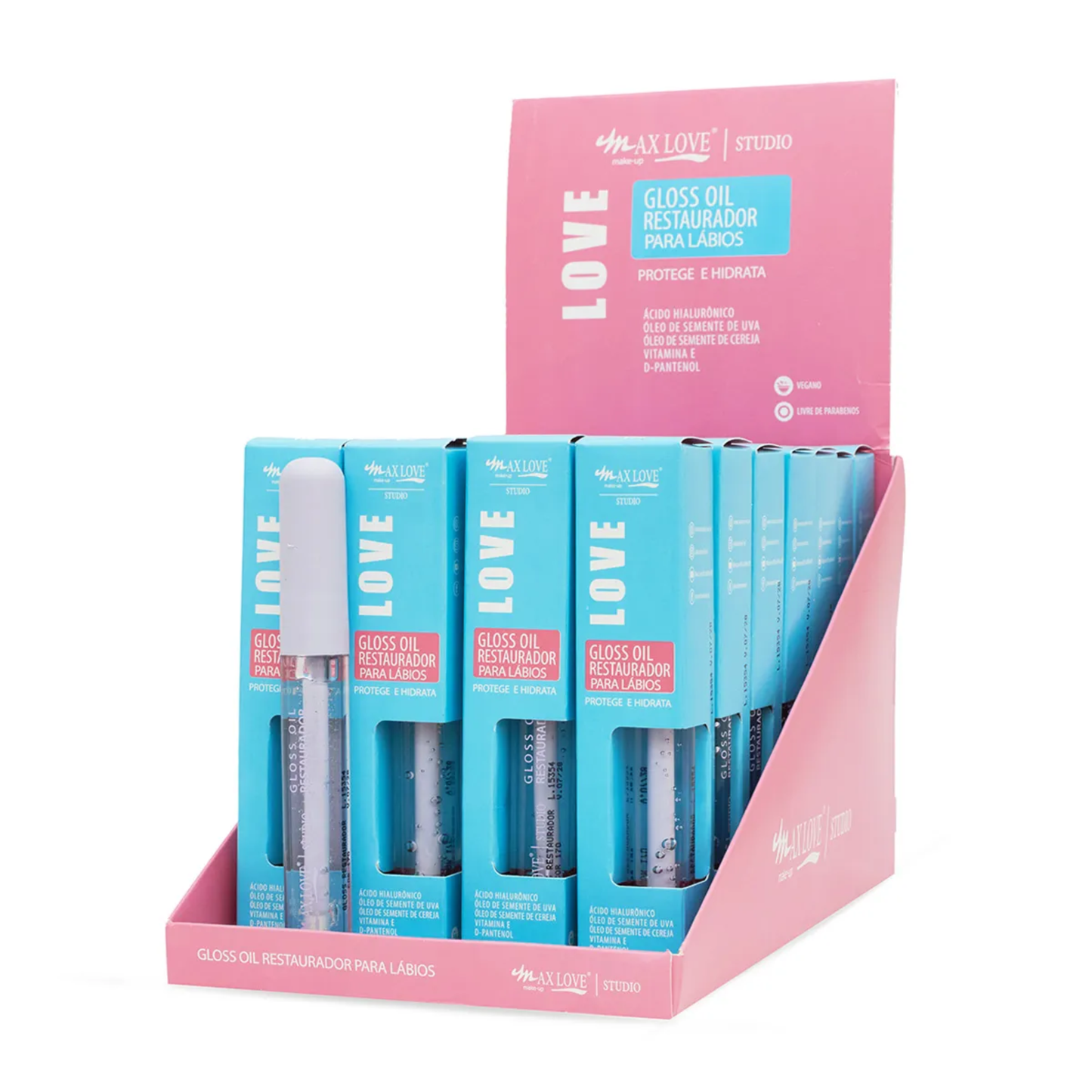 BOX C/ 28 GLOSS OIL RESTAURADOR PARA LABIOS 170 4,5G MAX LOVE