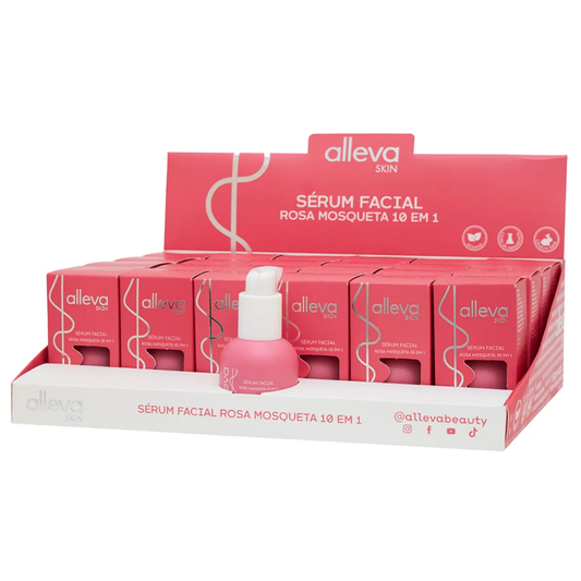 BOX C/ 24 SERUM ROSA MOSQUETA 10 EM 1 30ML AL7001 ALLEVA