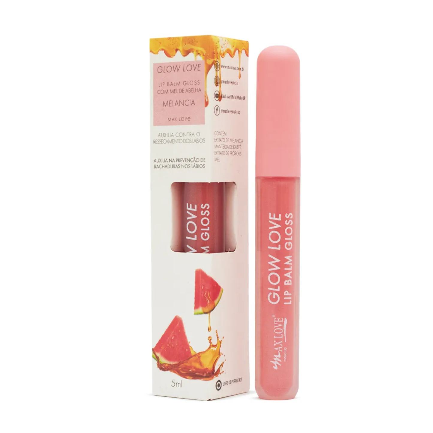 BOX C/ 28 GLOW LOVE LIP BALM MEL COR/413 MELANCIA 5ML MAX LOVE