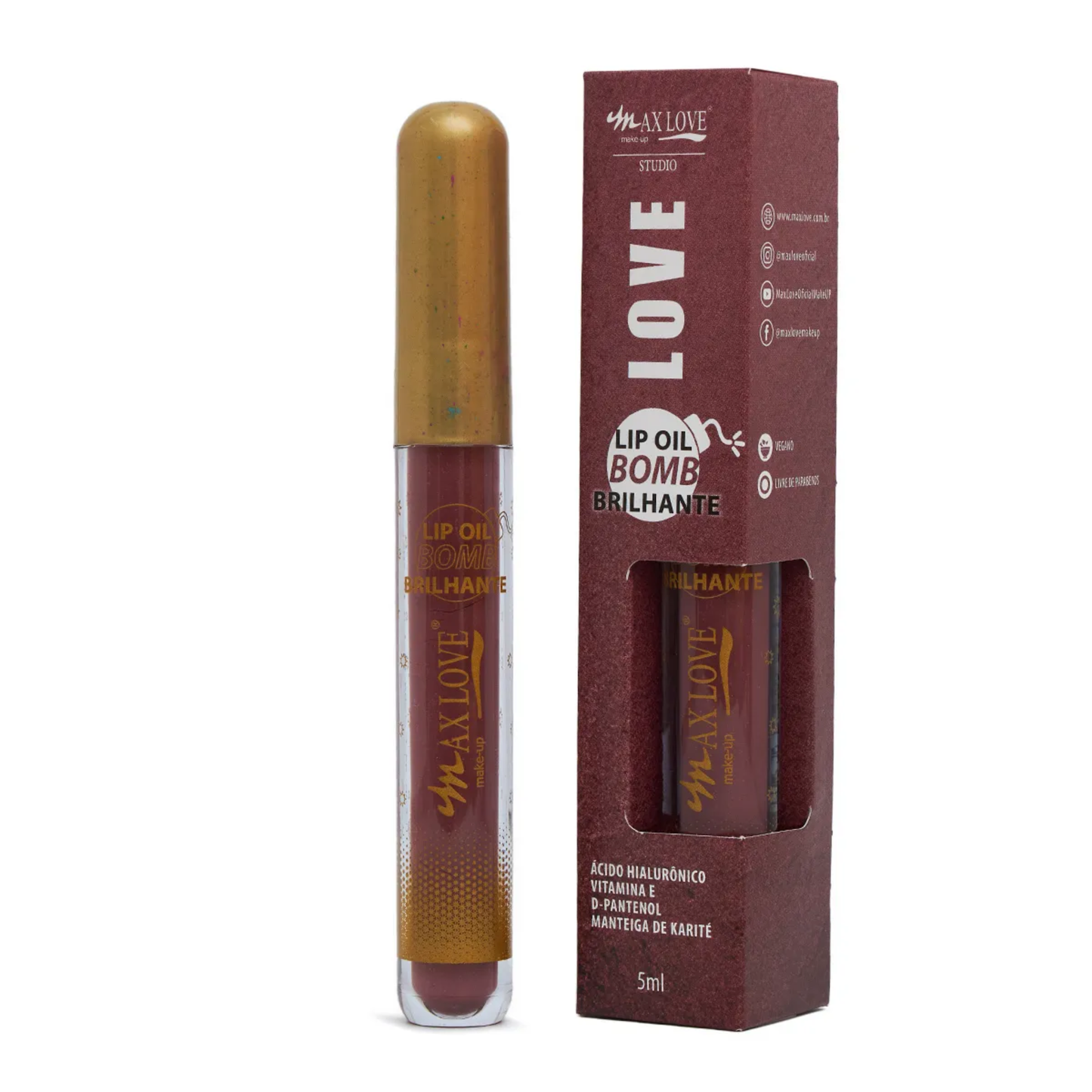 BOX C/ 36 LIP OIL BOMB BRILHANTE COR 56 5ML MAX LOVE