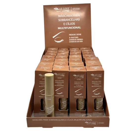 BOX C/ 28 MASCARA PARA SOBRANCELHA E CILIOS MULTIFUNCIONAL COR 30 MAX LOVE