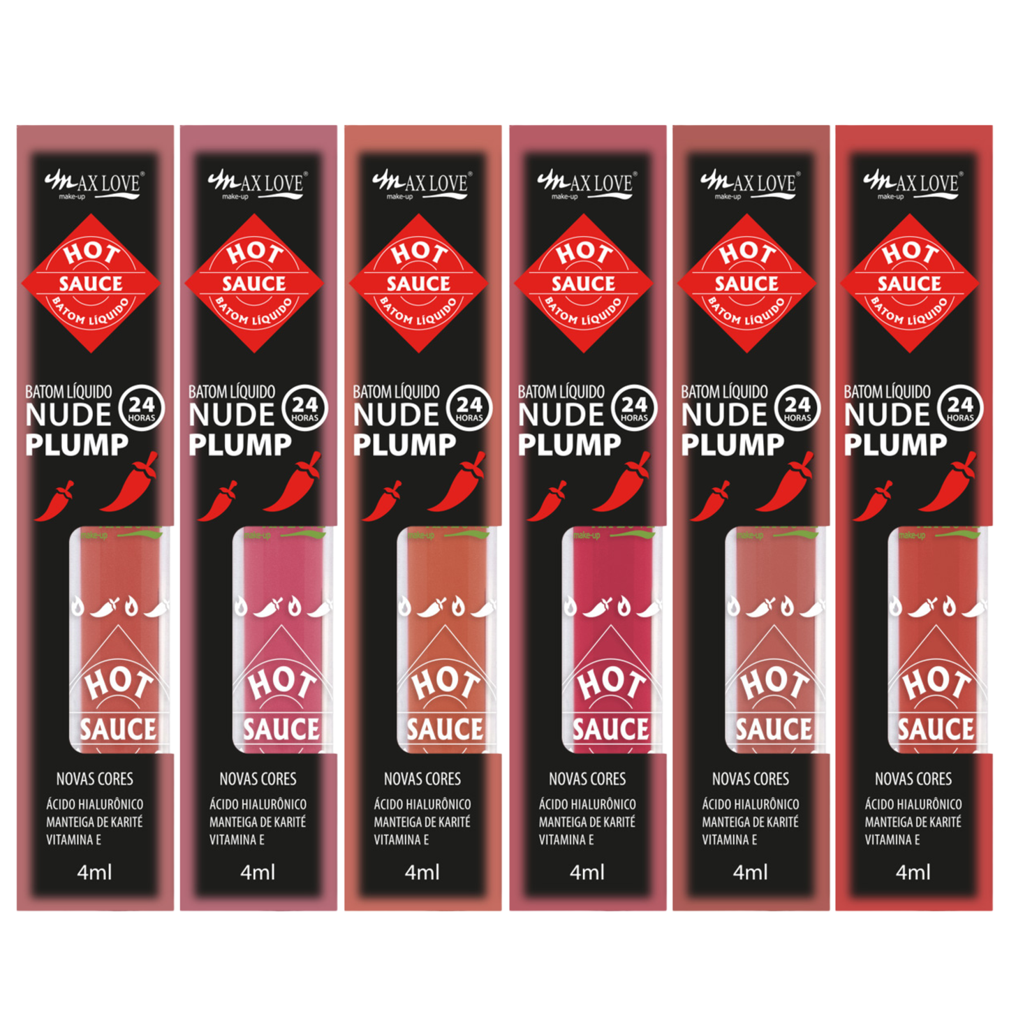 BOX C/ 48 BATOM 24H NUDE PLUMP HOT SAUCE 506 AO 511 MAX LOVE