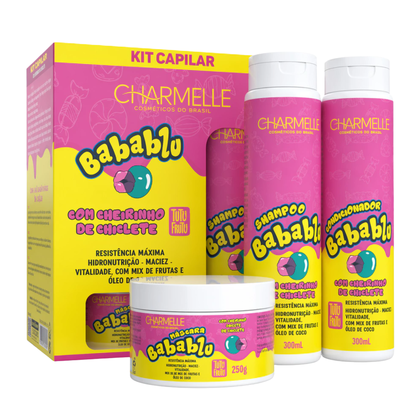 KIT 3 ITENS BABABLU TUTTI-FRUTTI CHARMELLE