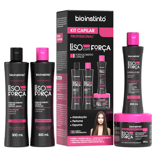 KIT CAPILAR LISO COM FORCA 4 ITENS BIO INSTINTO