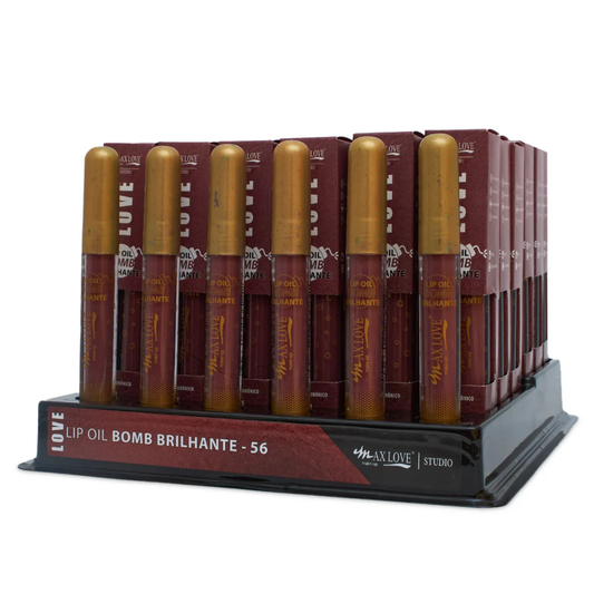 BOX C/ 36 LIP OIL BOMB BRILHANTE COR 56 5ML MAX LOVE