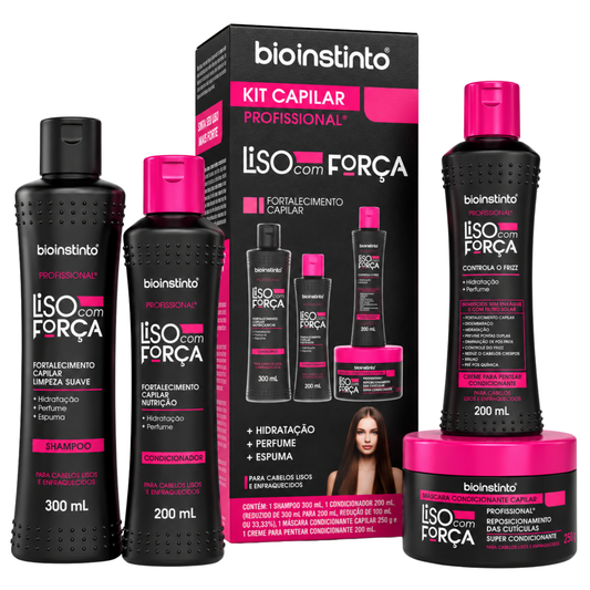 KIT CAPILAR LISO COM FORCA 4 ITENS BIO INSTINTO