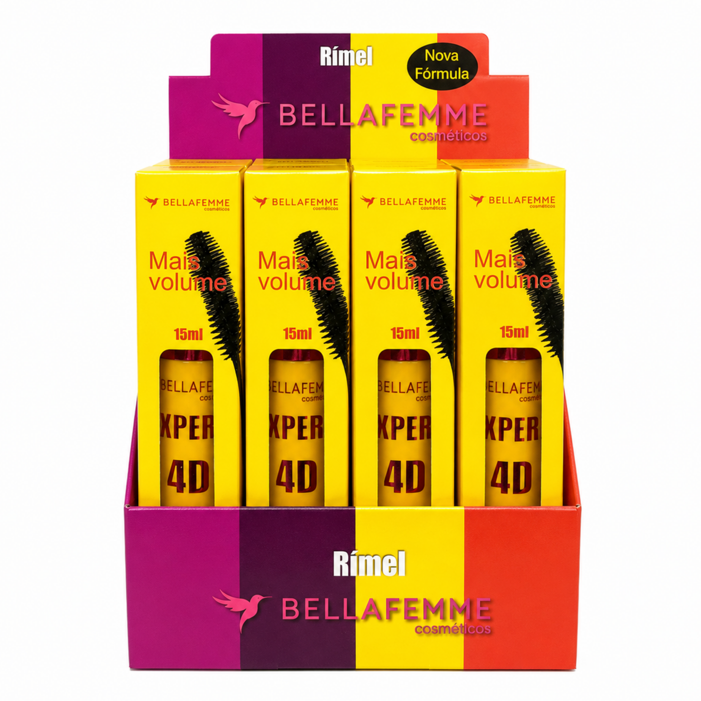 BOX C/ 12 RIMEL MAIS VOLUME 15ML BELLA FEMME