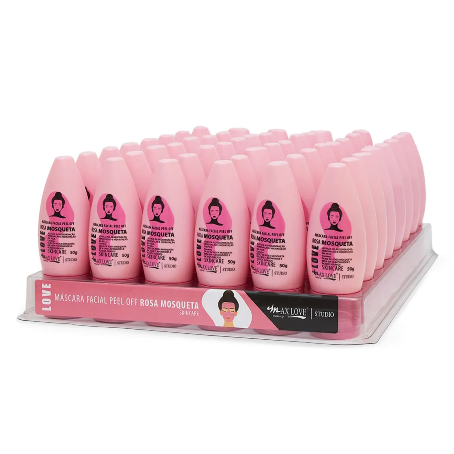 BOX C/ 48 MASCARA FACIAL PEEL OF ROSA MOQUETA 50G MAX LOVE