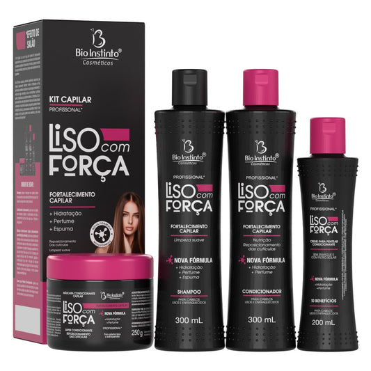 KIT CAPILAR LISO COM FORCA 4 ITENS BIO INSTINTO