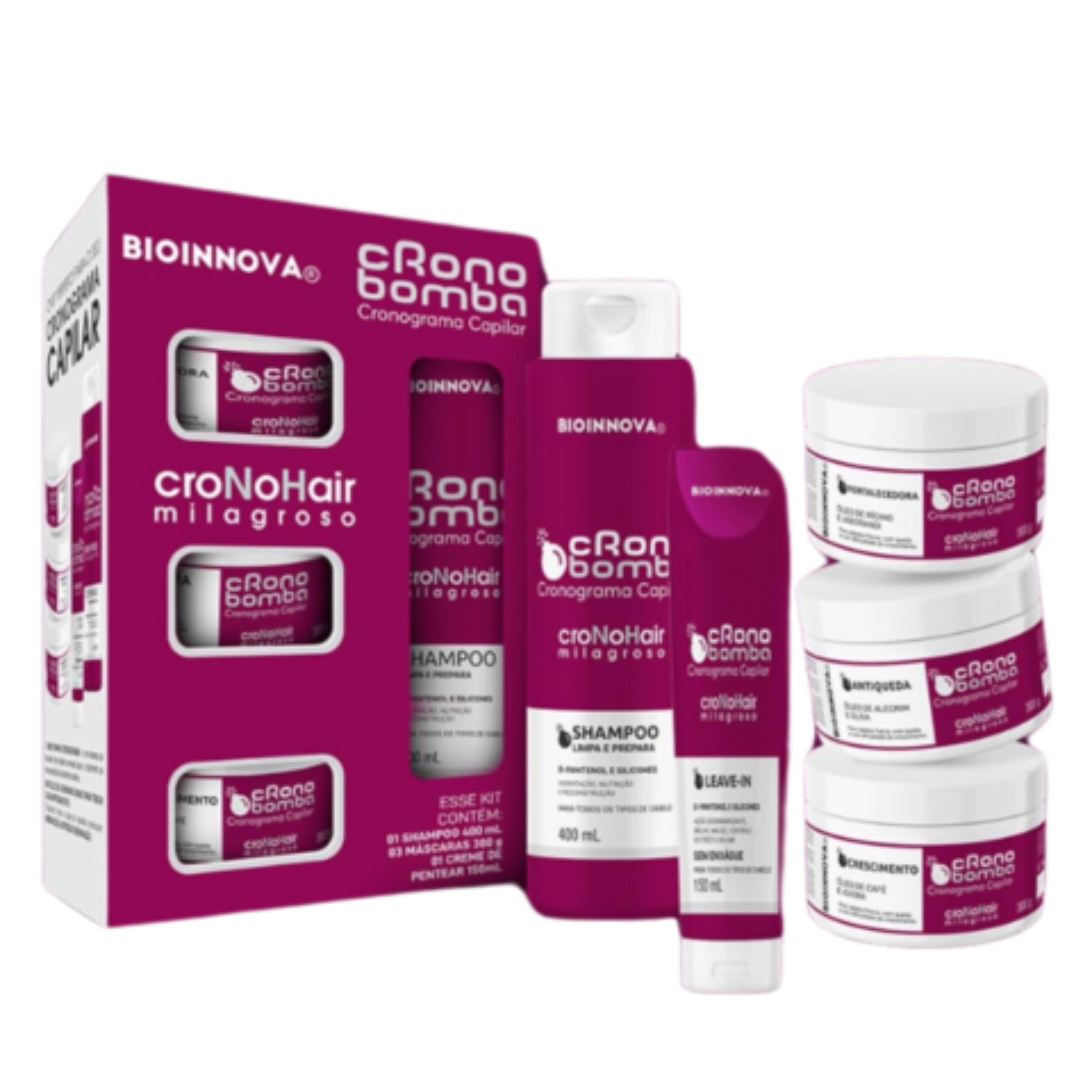 KIT CAPILAR CRONO BOMBA 5 ITENS BIOINNOVA– Bio Cosméticos Distribuidora