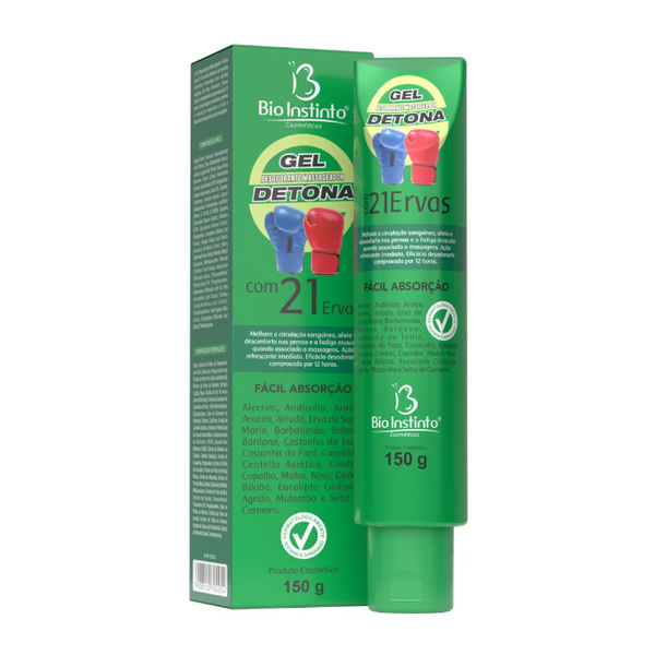 GEL DESODORANTE MASSAGEADOR DETONA 21 ERVAS 150G BIO INSTINTO– Bio