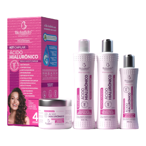 KIT CAPILAR ACIDO HIALURONICO PREENCHIMENTO CAPILAR 4 ITENS BIO INSTINTO